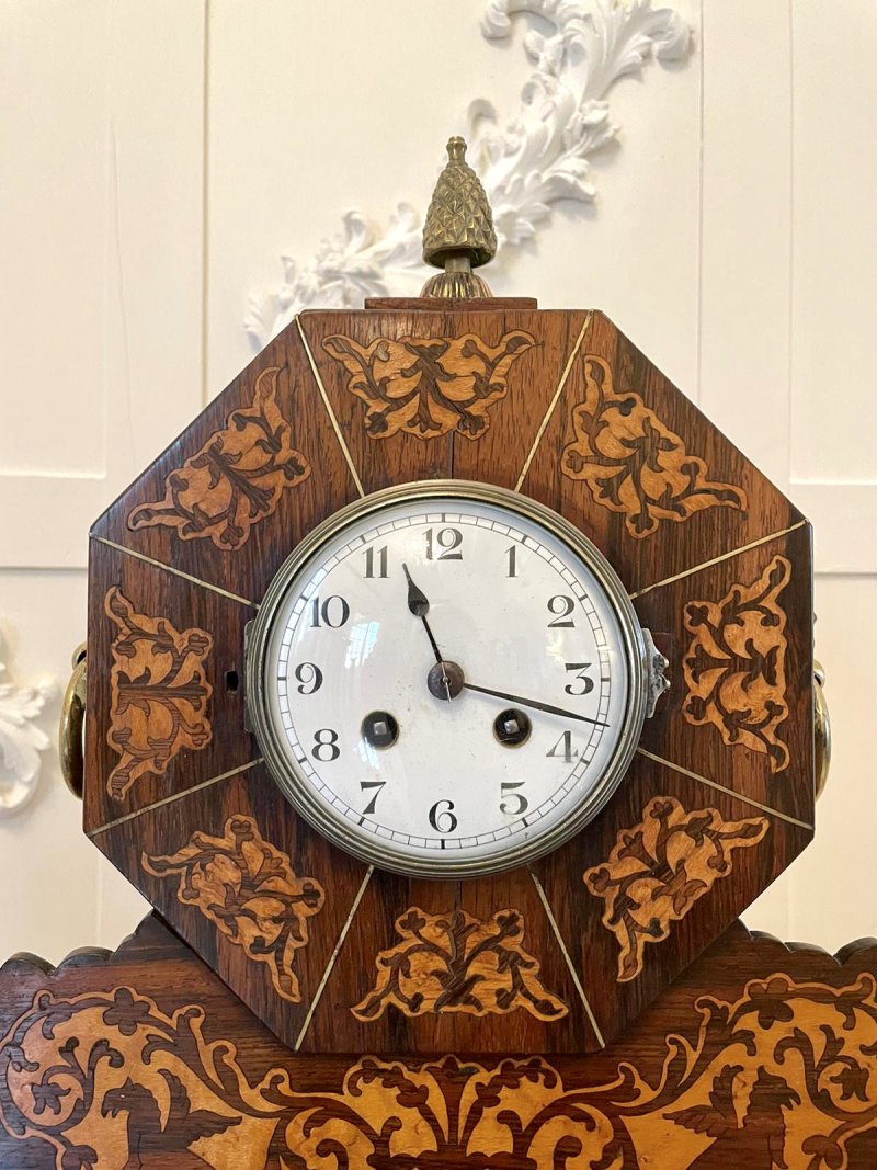 Fine Antique Regency Inlaid Marquetry Mantel Clock - Image 10